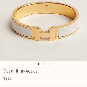 HERMES THIN WHITE CLIC CLAC H BRACELET